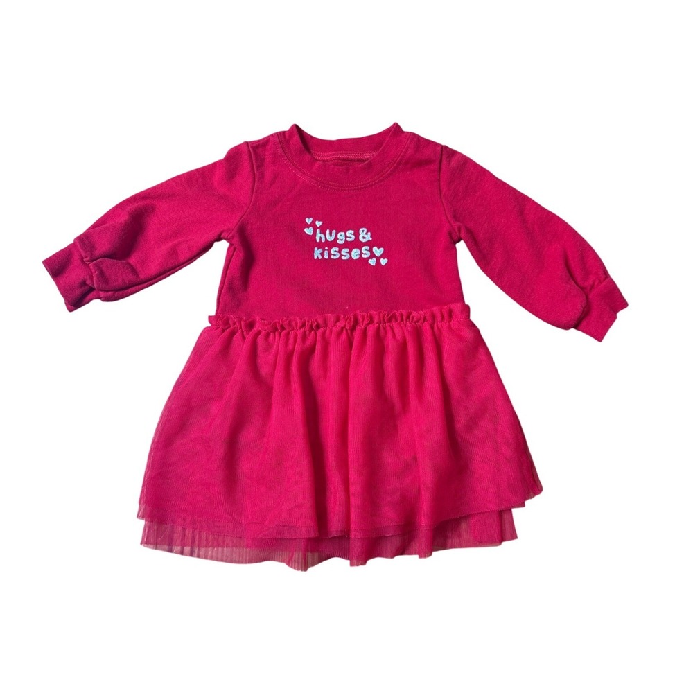 Carter's Tutu Dress Kids Red Hugs & Kisses Heart Long Sleeve SIZE 12m